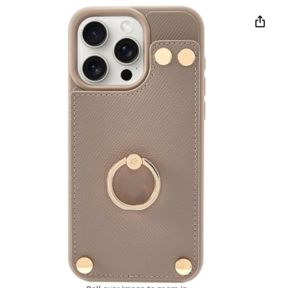 ZVE for iPhone 15 Pro Wallet Case with Card Holder, Phone Case Apricot Gray